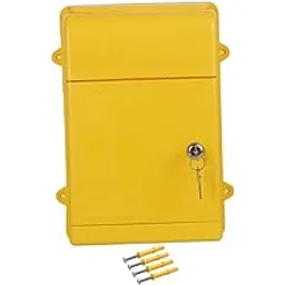 ATORSE Wall Mounted Mailbox Hanging Post Box Collection Box Door House Key Drop Box Yellow|Home & Garden-image-0