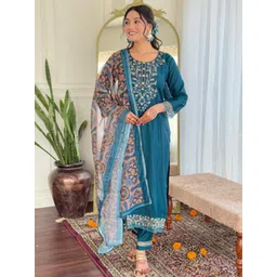 ATOXIC Women Blue Chanderi Silk Kurta Sets-picture-20