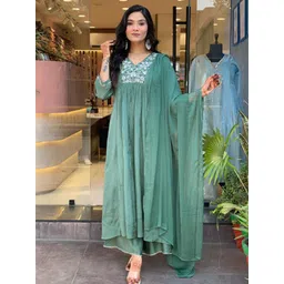 ATOXIC Women Embroidered Pleated Kurta with Palazzos & With Dupatta-picture-33