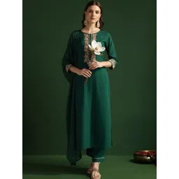 ATOXIC Women Ethnic Motifs Embroidered Regular Thread Work Kurta with Trousers & With Dupatta-picture-17