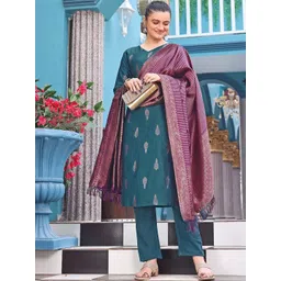 ATOXIC Women Ethnic Motifs Regular Pure Silk Kurta with Trousers & With Dupatta-picture-11