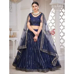 Atsevam Blue Embellished Semi-Stitched Lehenga Choli Set With Dupatta-picture-15