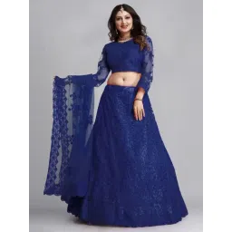 Atsevam Blue Embroidered Semi-Stitched Lehenga Choli Set With Dupatta-picture-36
