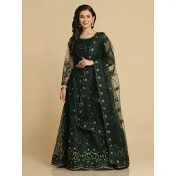 Atsevam Green Embroidered Semi-Stitched Lehenga Choli Set With Dupatta-picture-37