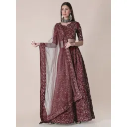 Atsevam Maroon Embroidered Semi-Stitched Lehenga Choli Set With Dupatta-picture-46