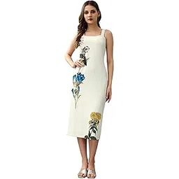 attire empire Women White Floral Print Split Hem Back Cami Dress-picture-33