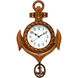 Attractionz Beige & White Textured Round Analogue Pendulum Contemporary Clocks-picture-24