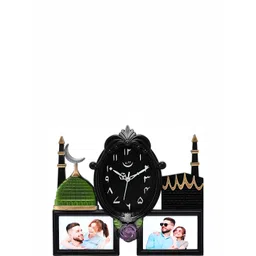 Attractionz Black & Green Textured Oval Analogue Wall Clock-picture-18