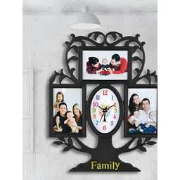 Attractionz Black Contemporary Oval Shaped Analogue Wall Clock image 1