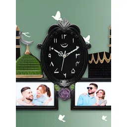 Attractionz Black Textured Oval Contemporary Wall Clock-picture-10