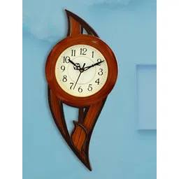 Attractionz Brown & Beige Round Shaped Contemporary Pendulum Analogue Wall Clock-picture-40