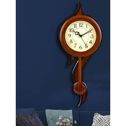 Attractionz Brown & Cream Printed Round Acrylic Traditional Wall Clock-image-25