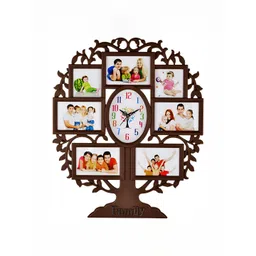 Attractionz Brown & White Oval Textured Analogue Contemporary Wall Clock-picture-19