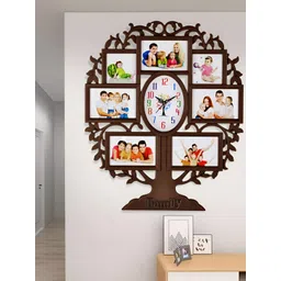 Attractionz Brown & White Oval Textured Contemporary Wall Clock-picture-41