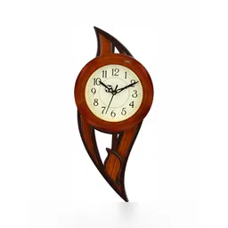 Attractionz Brown & White Round Analogue Contemporary Pendulum Wall Clock-picture-38