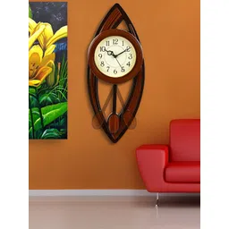 Attractionz Brown and White Round Analogue Contemporary Wall Clock-picture-23
