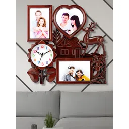 Attractionz Brown & White Round Textured Analogue Contemporary Wall Clock-picture-20