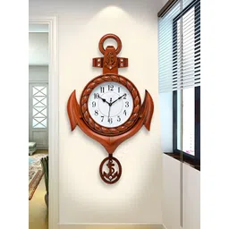 Attractionz Brown & White Textured Round Shaped Contemporary Wall Clock-image-43