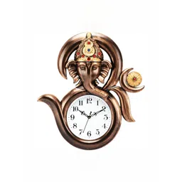 Attractionz Brown & White Textured Round Shaped Contemporary Wall Clock image 1