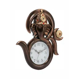 Attractionz Brown & White Textured Round Shaped Contemporary Wall Clock image 4