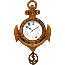 Attractionz Brown Contemporary Round Analogue Pendulum Wall Clock-picture-32