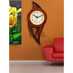 Attractionz Brown Contemporary Round Shaped Analogue Wall Clock-picture-35