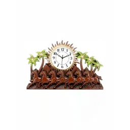 Attractionz Brown Contemporary Round Shaped Analogue Wall Clock-picture-29