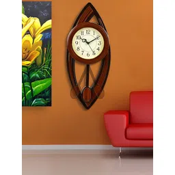 Attractionz Brown Round Contemporary Pendulum Wall Clock-picture-23