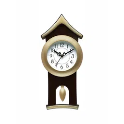 Attractionz Gold Toned & Brown Round Traditional Wall Clock-picture-14