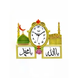 Attractionz Gold-Toned & Green Contemporary Oval Shaped Analogue Wall Clock-picture-40