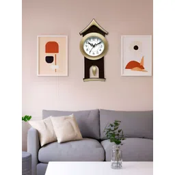 Attractionz Gold Toned & White Printed Round Acrylic Traditional Wall Clock-picture-35
