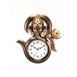 Attractionz Gold Toned & White Round Shaped Traditional Analogue Wall Clock-picture-28