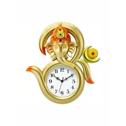 Attractionz Gold-Toned & White Textured Analogue Contemporary Wall Clock-picture-11