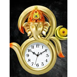 Attractionz Gold Toned & White Textured Round Traditional Wall Clock-picture-22