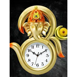 Attractionz Gold-Toned and White Textured Traditional Analogue Wall Clock-picture-12