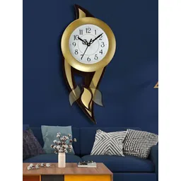 Attractionz Gold-Toned Contemporary Round Shaped Analogue Wall Clock-picture-30