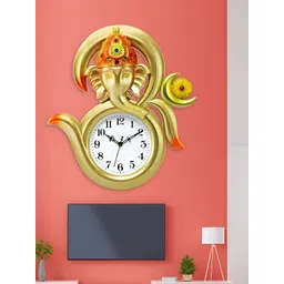 Attractionz Gold-Toned Contemporary Round Shaped Analogue Wall Clock-picture-17