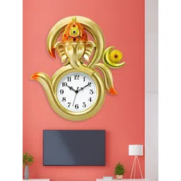 Attractionz Gold Toned Round Shaped Traditional Analogue Wall Clock-picture-18