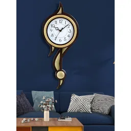 Attractionz Gold-Toned Round Traditional Pendulum Wall Clock-picture-11