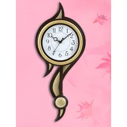 Attractionz Horsehead Gold Toned & Brown Round Traditional Wall Clock-picture-25