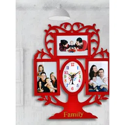 Attractionz Red & White Textured Contemporary Oval Analogue Wall Clock-picture-20