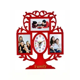 Attractionz Red & White Textured Oval Shaped Contemporary Wall Clock-picture-27