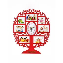 Attractionz Red & White Textured Oval Shaped Contemporary Wall Clock-picture-28