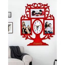 Attractionz Red Contemporary Oval Shaped Analogue Wall Clock-picture-37