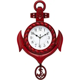 Attractionz Red Textured Round Analogue Wall Clock-picture-41