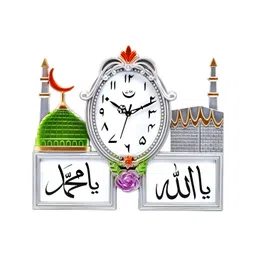 Attractionz Silver Toned & Black Textured Contemporary Oval Shaped Wall Clock-picture-20