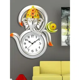 Attractionz Silver-Toned and GoldToned Textured Traditional Analogue Wall Clock-picture-22