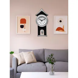 Attractionz SilverToned and Black Analogue Contemporary Wall Clock-picture-10