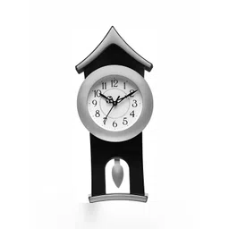 Attractionz SilverToned and Black Analogue Contemporary Wall Clock image 2