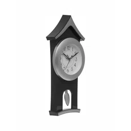 Attractionz SilverToned and Black Analogue Contemporary Wall Clock image 5